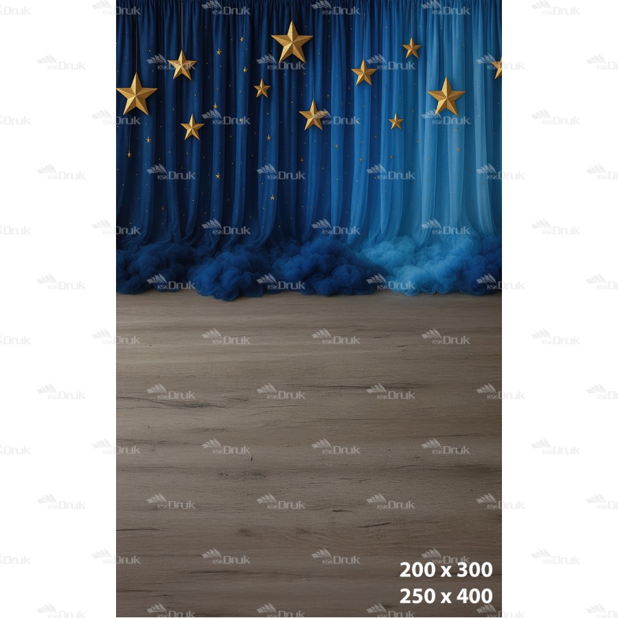 Tło karnawałowe granatowe z gwiazdami i tiulem | K_179